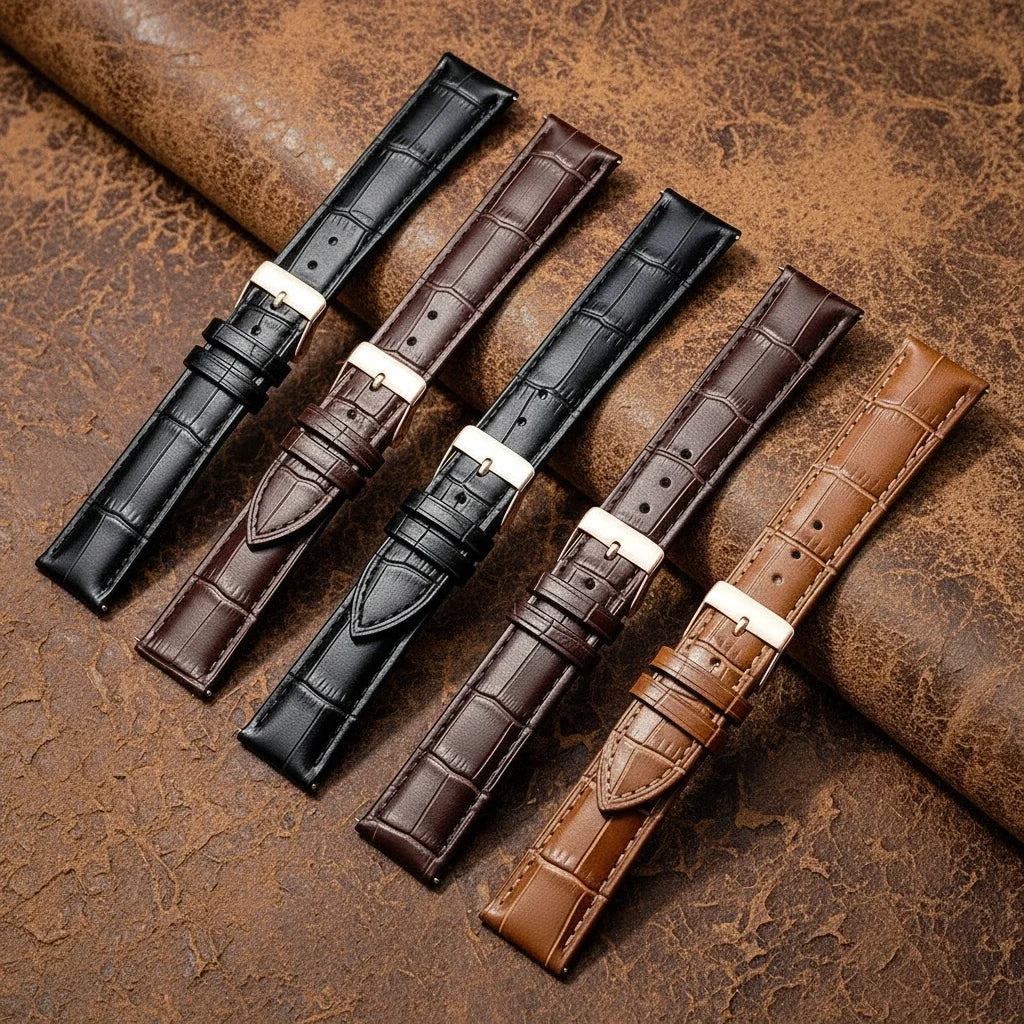 Genuine leather watch strap available in sizes 12mm to 24mm
