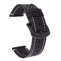 Saddle Stitch leather watch strap in black