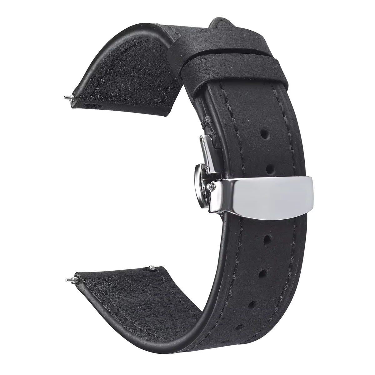 Soft Grain leather watch strap in black