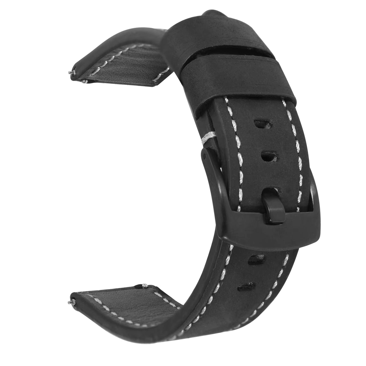 Crazy horse vintage leather watch strap in black