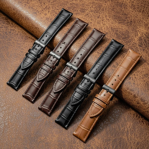 Genuine leather watch strap with black buckle - main image
