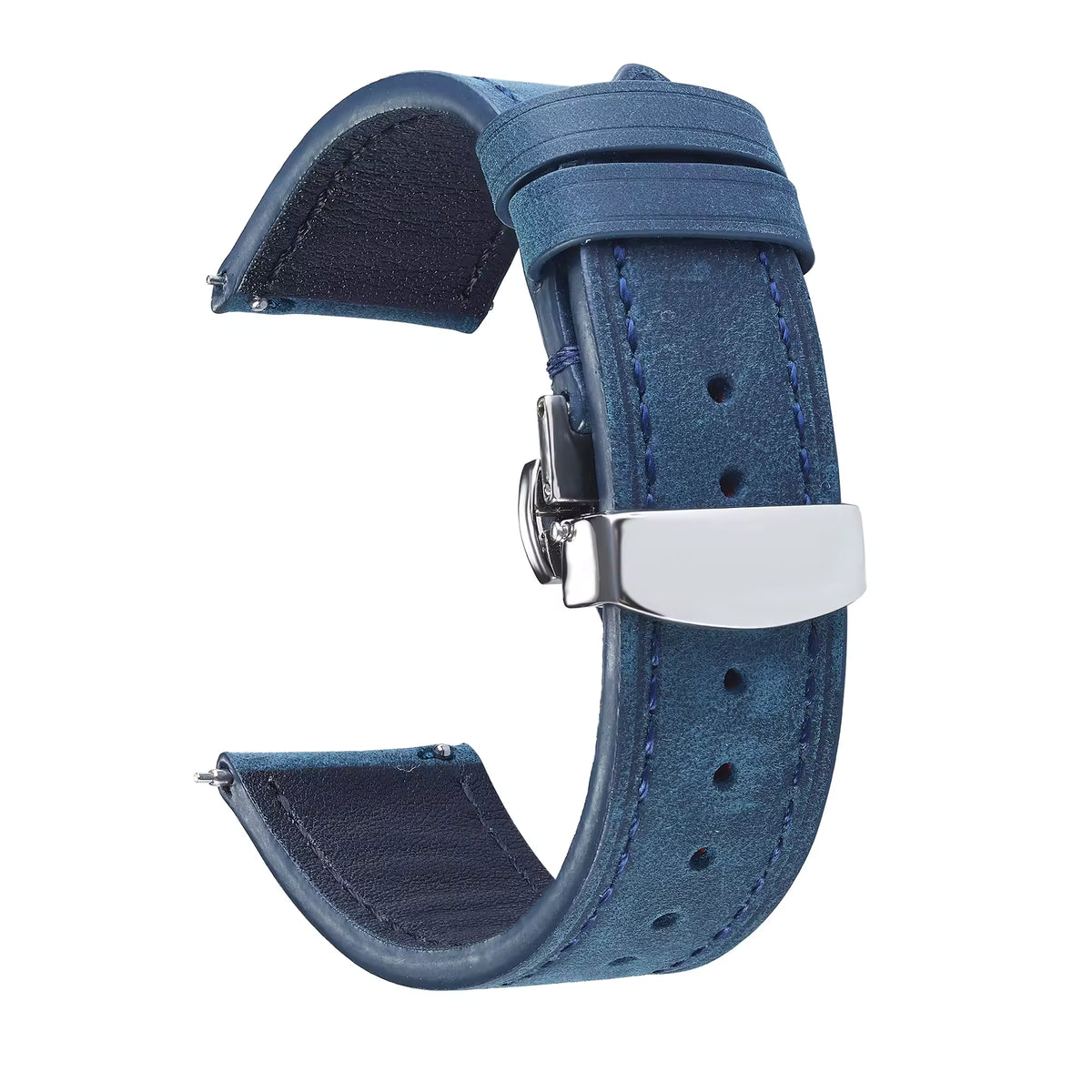 Soft Grain leather watch strap in blue