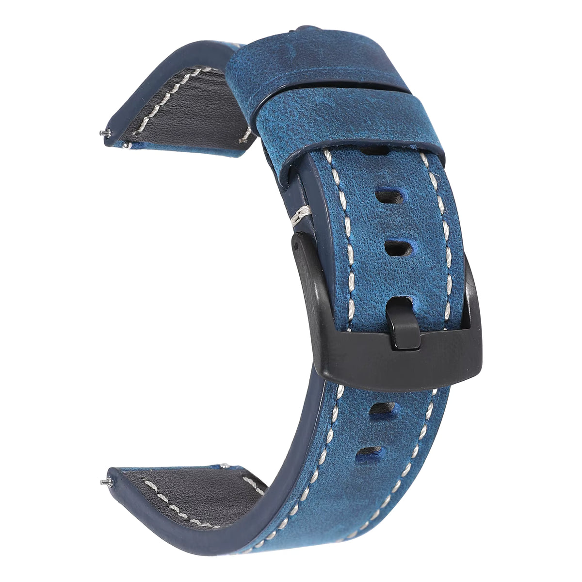 Crazy horse vintage leather watch strap in blue