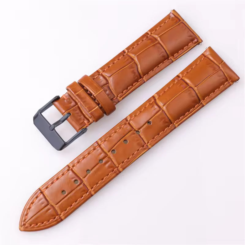 Croc Print Leather Watch Strap – Black Buckle