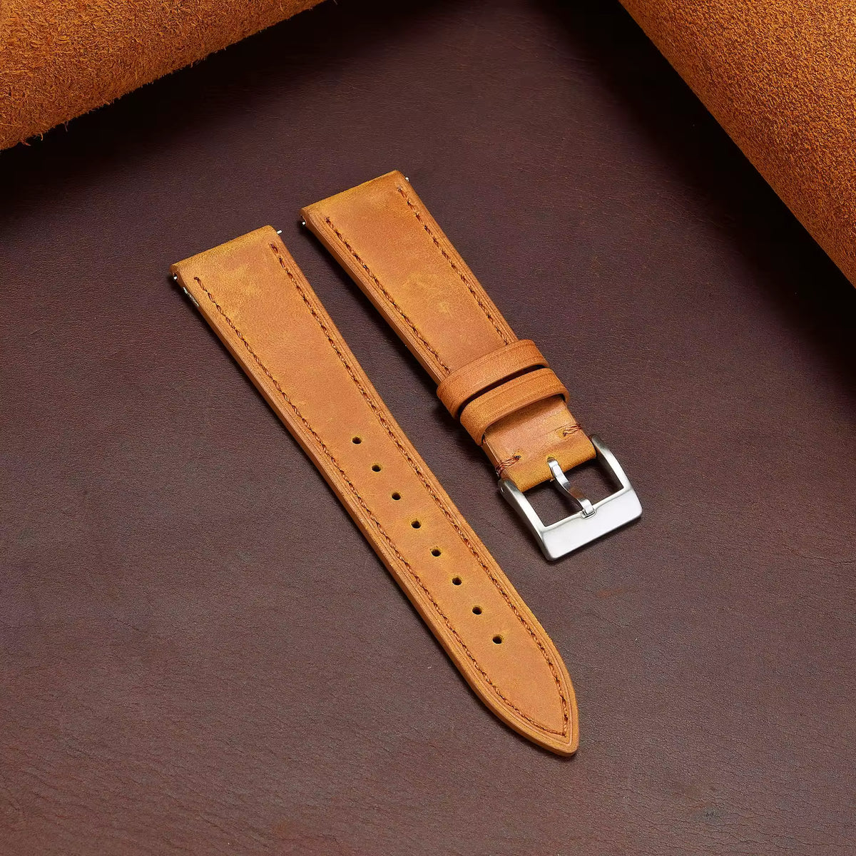 Soft Grain leather watch strap in brown