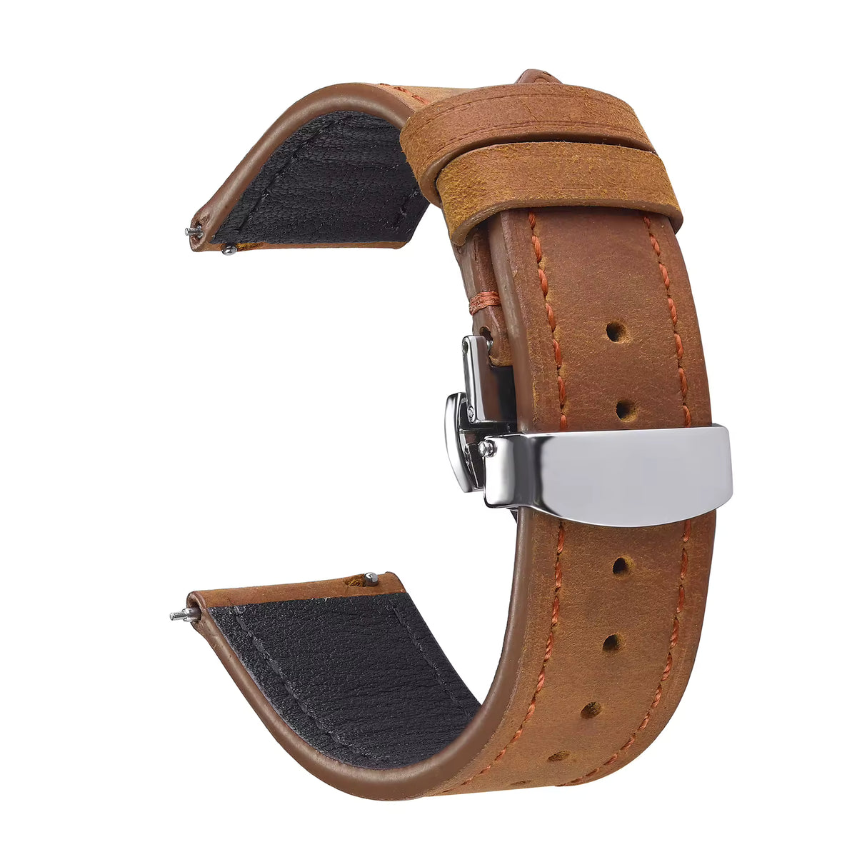 Soft Grain leather watch strap in brown