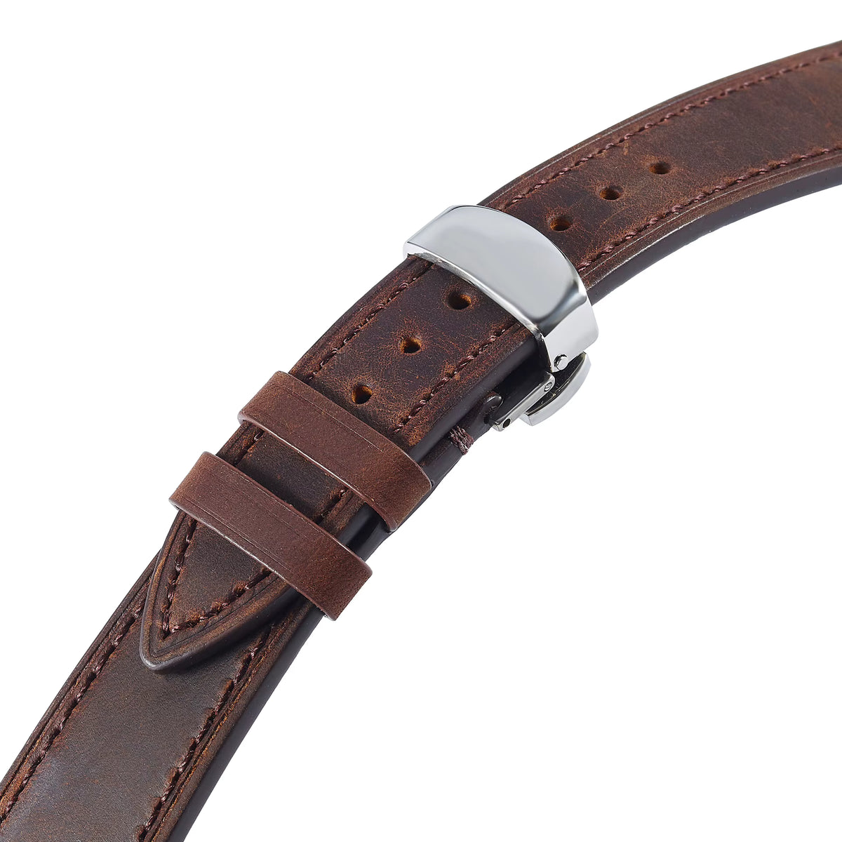 Soft Grain leather watch strap with clasp buckle - product photo