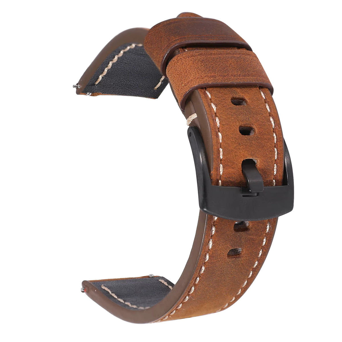Crazy horse vintage leather watch strap in dark brown