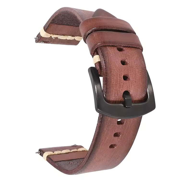 Heritage Grain leather watch strap in dark brown