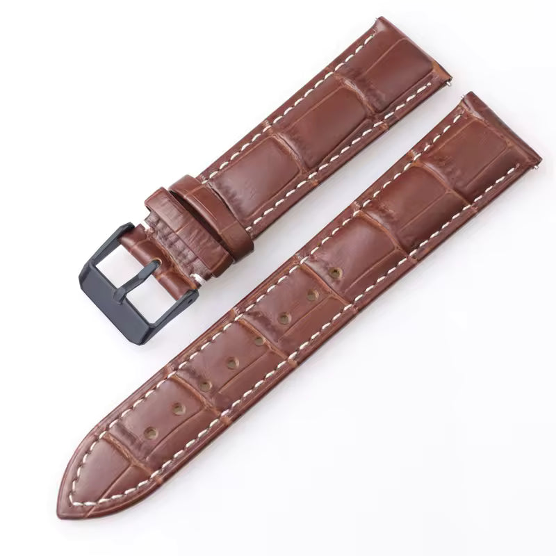 Croc Print Leather Watch Strap – Black Buckle