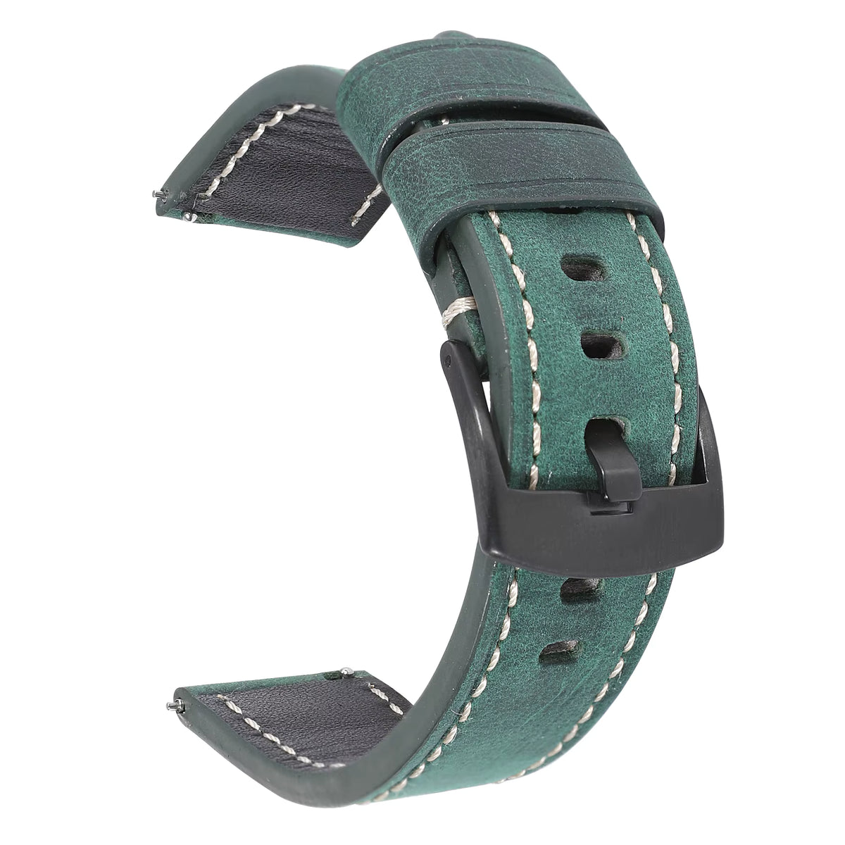 Crazy horse vintage leather watch strap in green