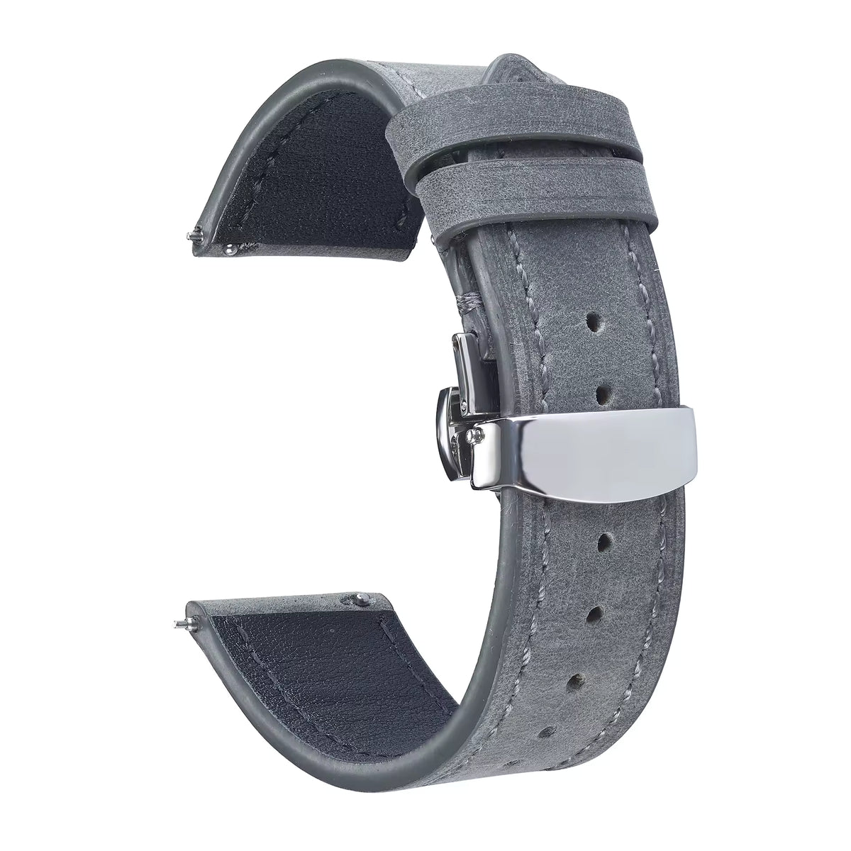 Soft Grain leather watch strap in grey
