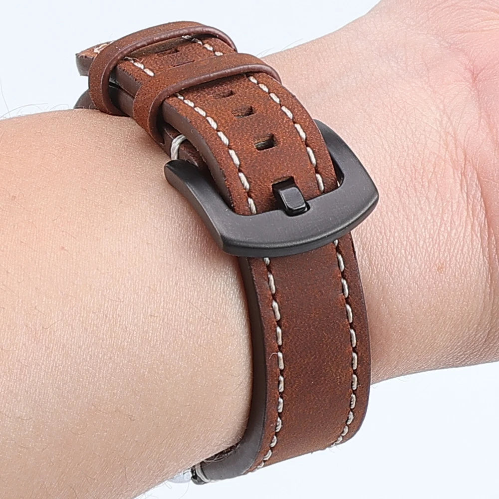 Saddle Stitch leather watch strap - texture detail