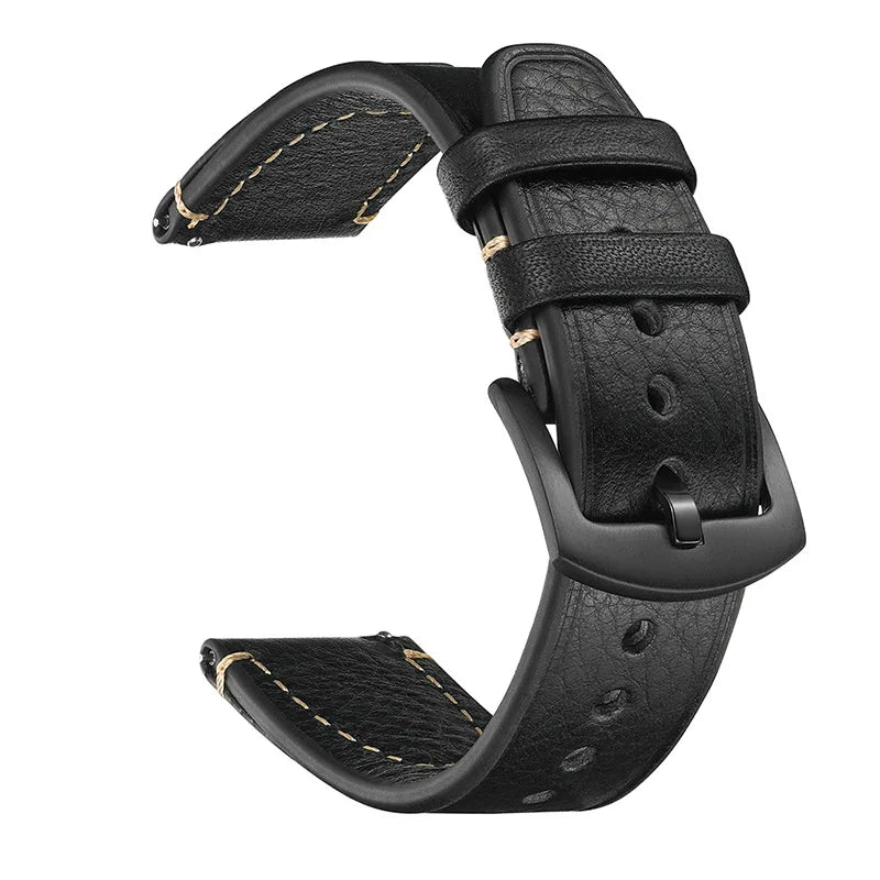 Alder Vintage leather watch strap - side view