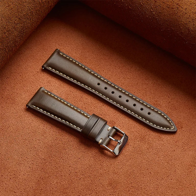 Genuine cowhide leather watch strap - lifestyle shot