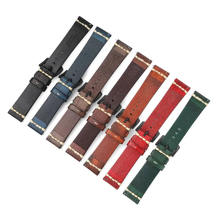 Heritage Grain leather watch strap - side view