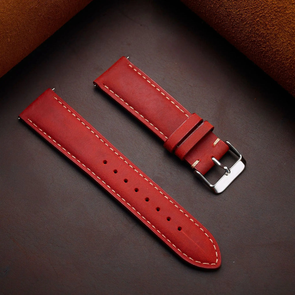 Crazy horse full-grain leather watch strap - buckle mechanism
