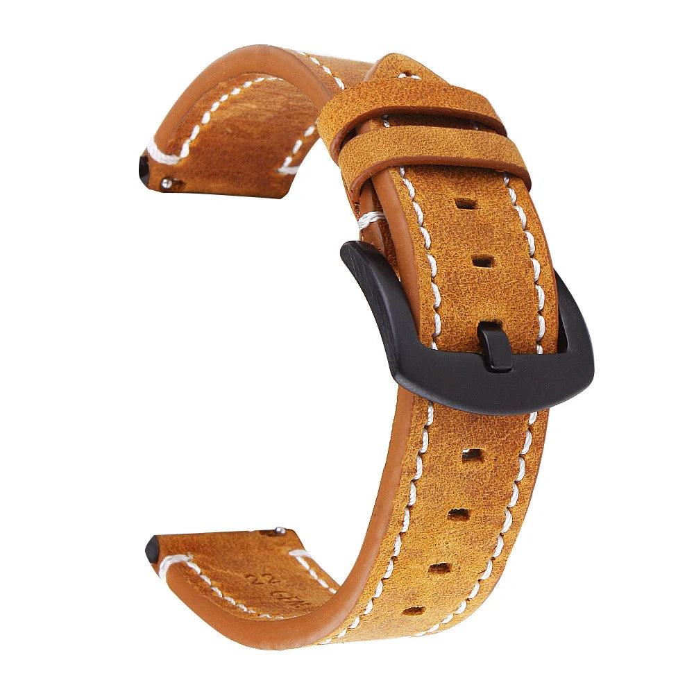 Saddle Stitch leather watch strap - color options