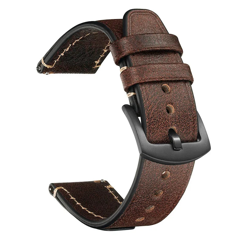 Alder Vintage leather watch strap - detail view