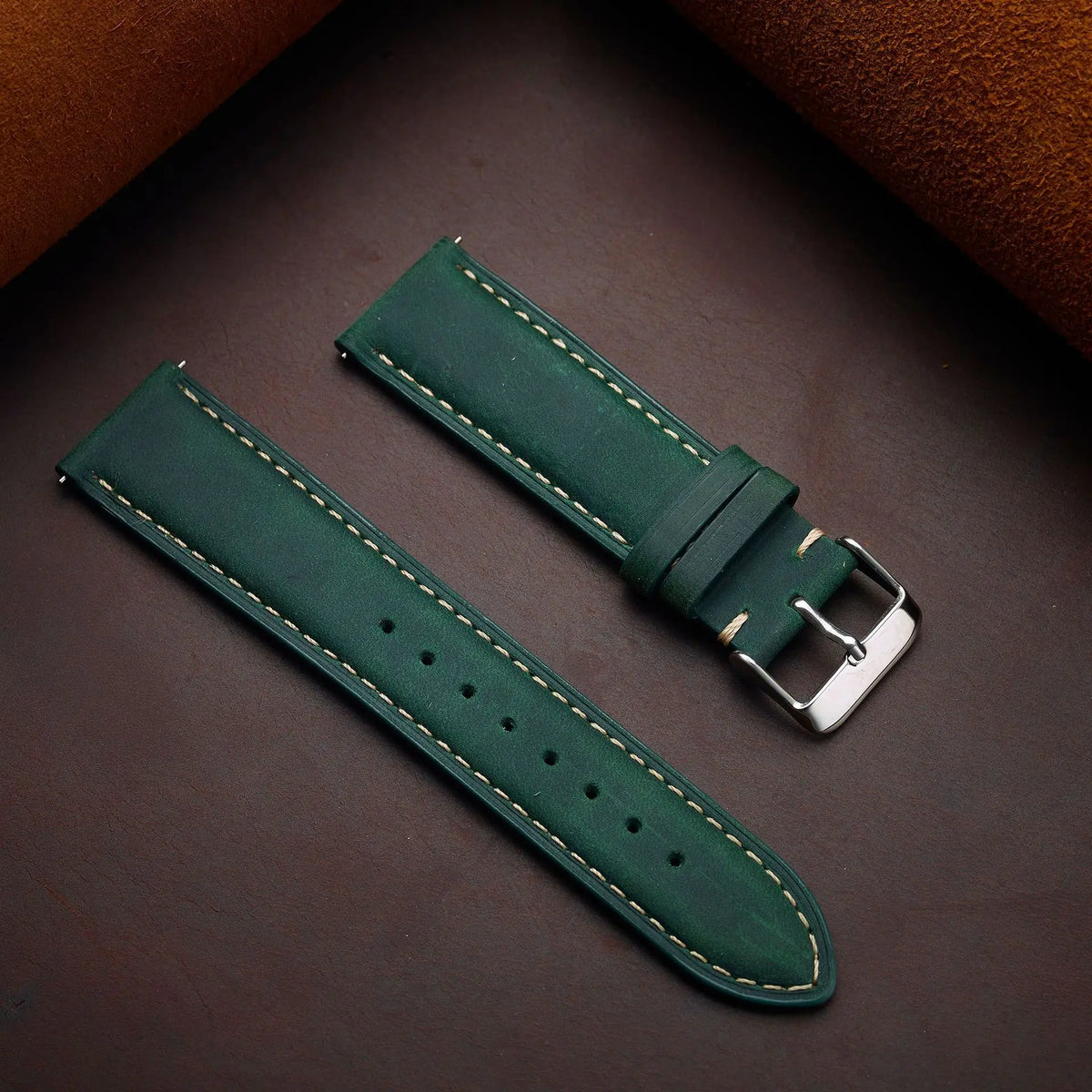 Crazy horse full-grain leather watch strap - size comparison