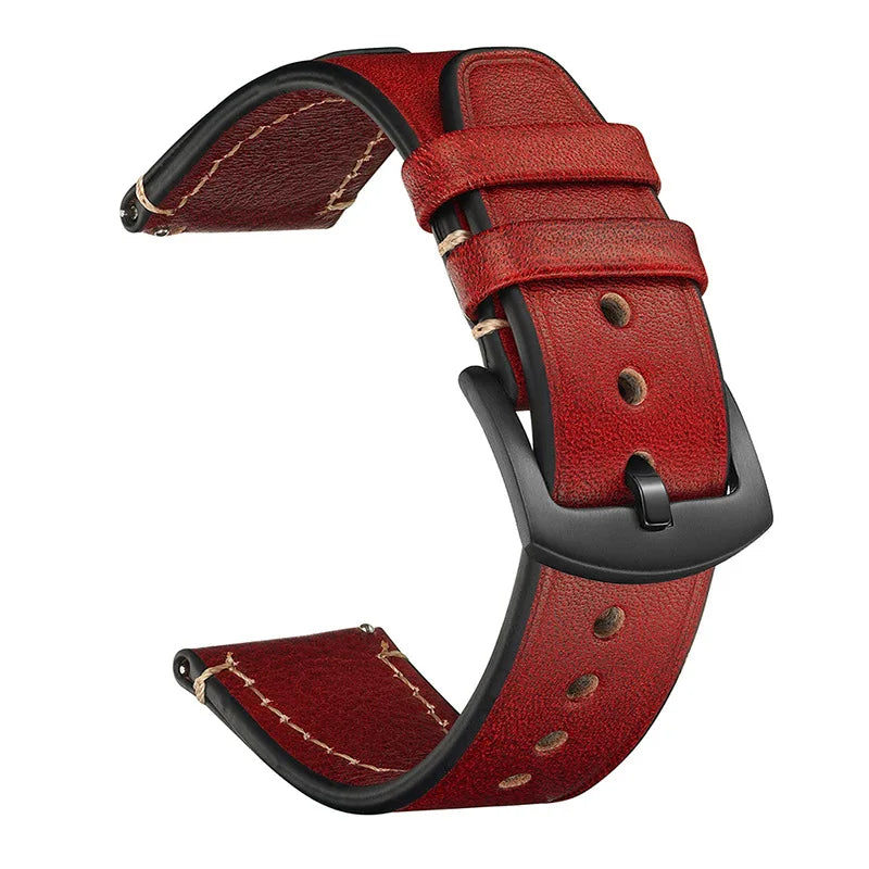 Alder Vintage leather watch strap - edge finish