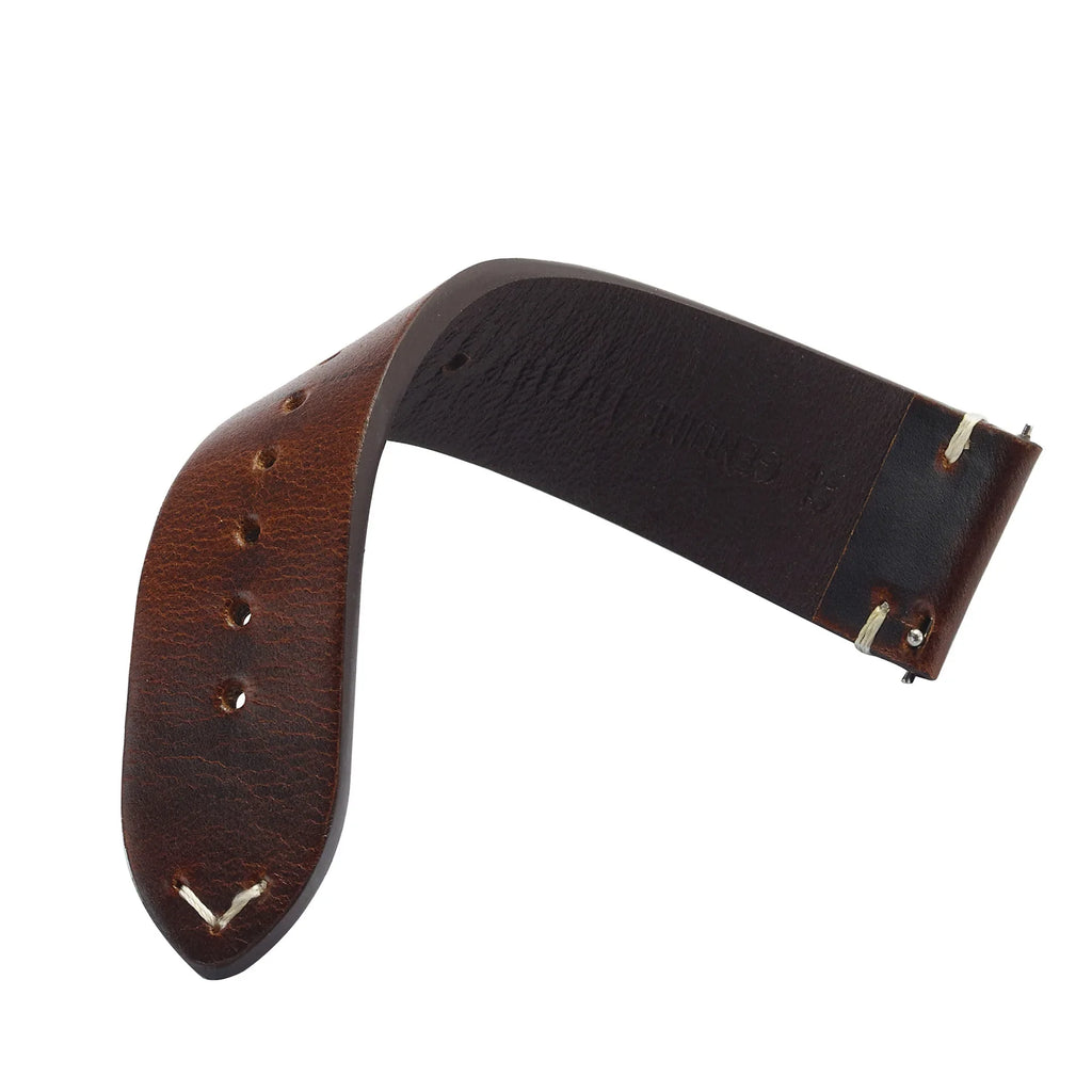 Genuine top-grain cowhide leather watch strap - texture detail