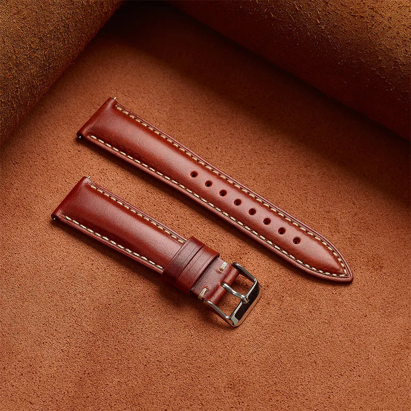 Genuine cowhide leather watch strap - back view