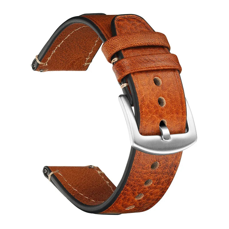 Alder Vintage leather watch strap - flat lay