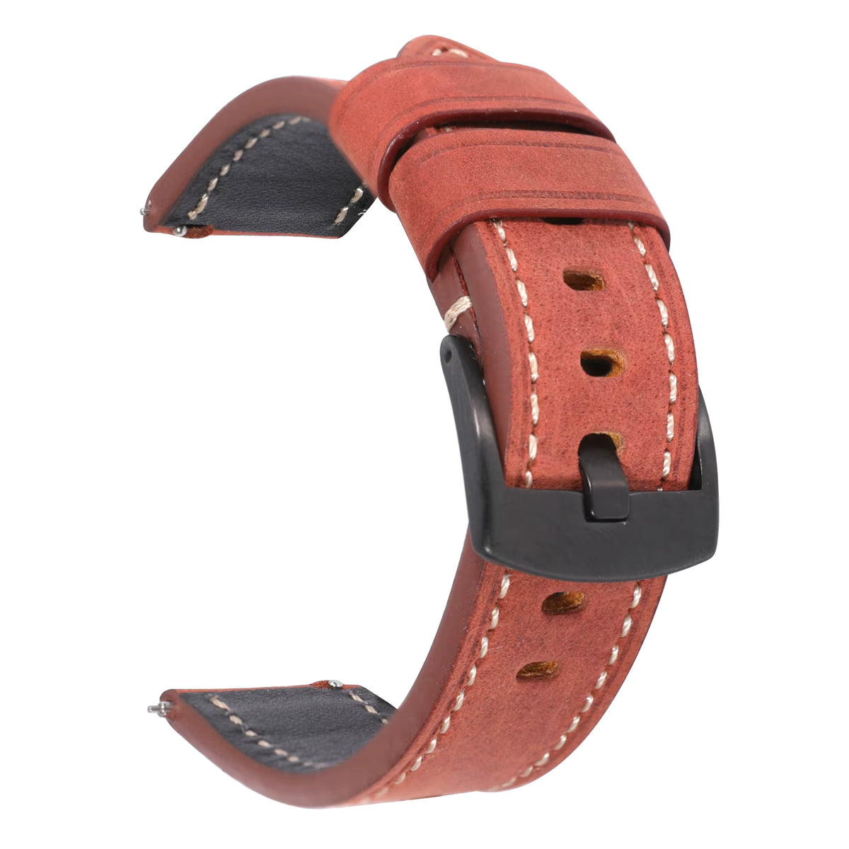 Crazy horse vintage leather watch strap in red