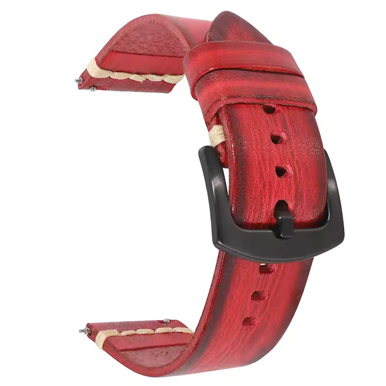 Heritage Grain leather watch strap in red